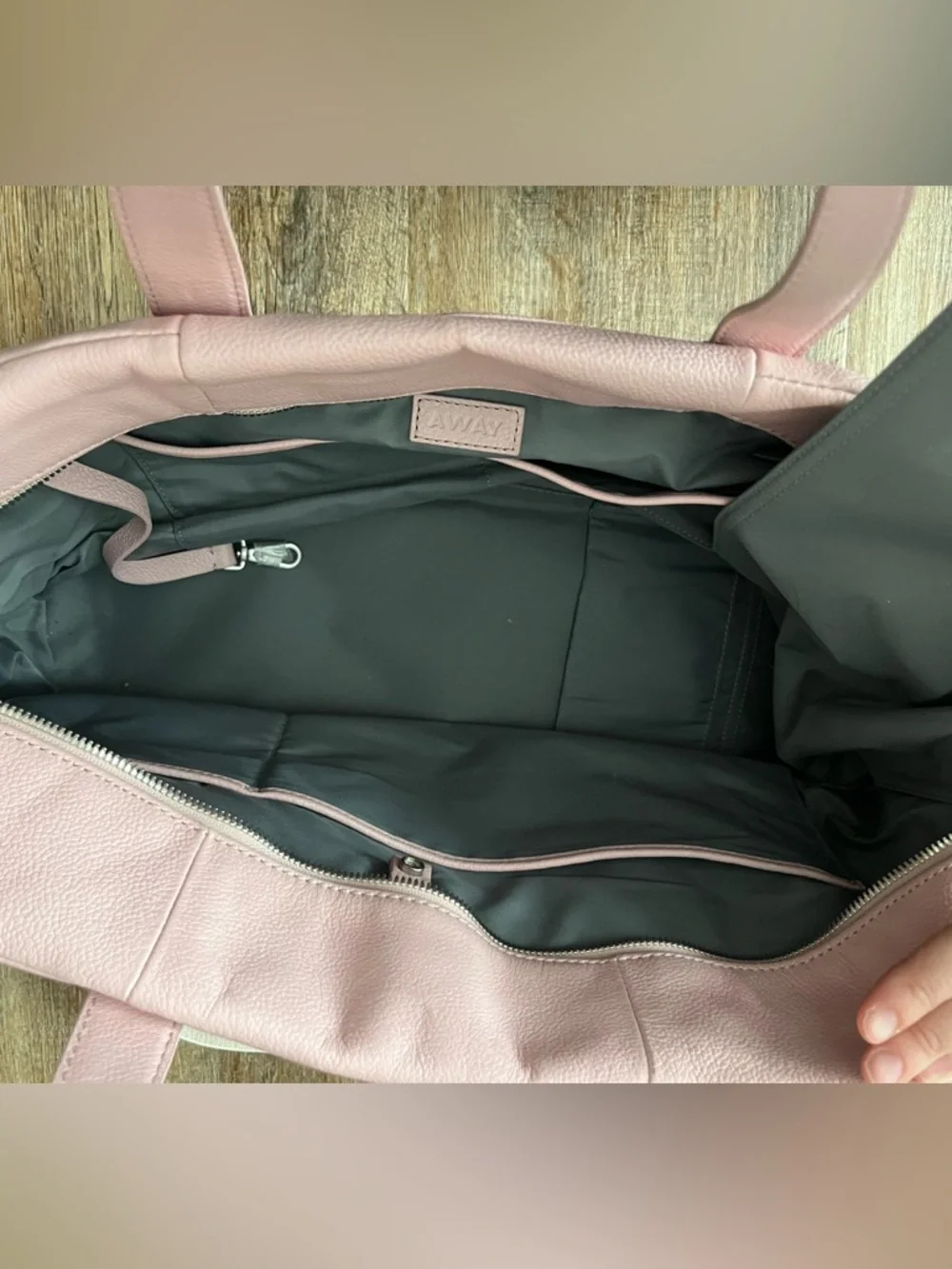 Away Pink Leather Weekender Travel Bag with Removable Strap - Picture 5 of 14